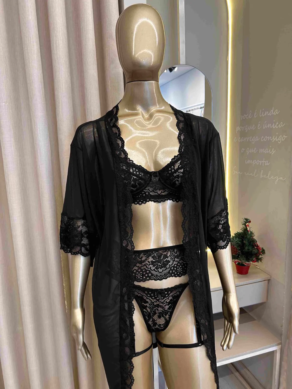 Conjunto Cinta Liga Preto